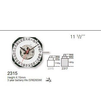 MIYOTA 2315 - CALENDÁRIO 6H