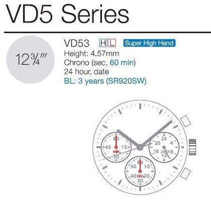 TMI-SEIKO VD53 - CALENDÁRIO 6H