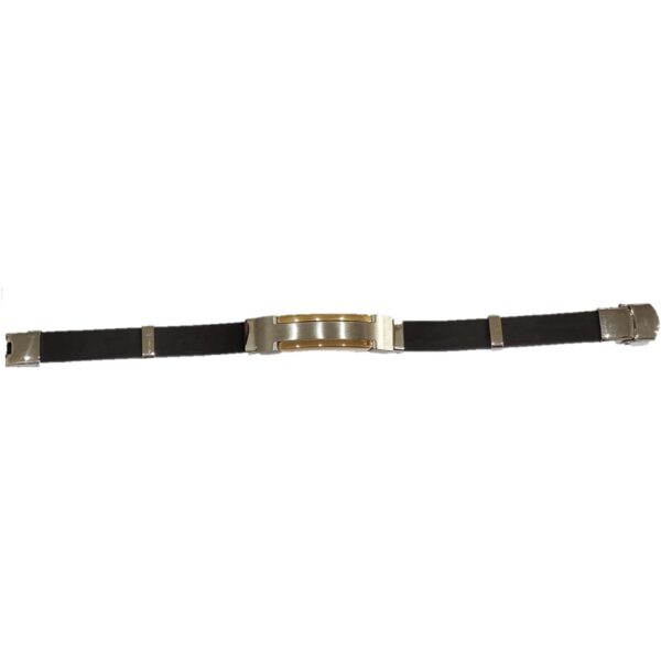 PULSEIRA PRETA COM APLICAÇÕES BICOLOR EM AÇO – D1799-7