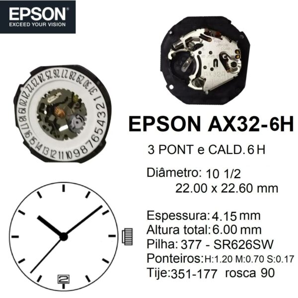 EPSON-SEIKO AX32 - CALENDÁRIO ÀS 6H