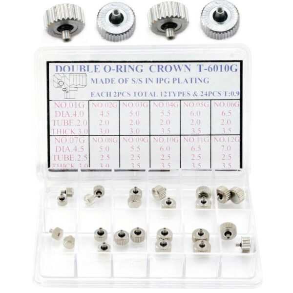 SORTIDO DE COROAS CROMADAS COM VEDANTE DUPLO (24PCS)